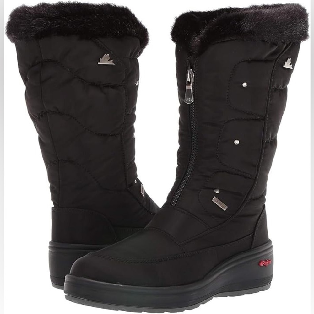 Pajar Black Winter Boots with Fur Trim